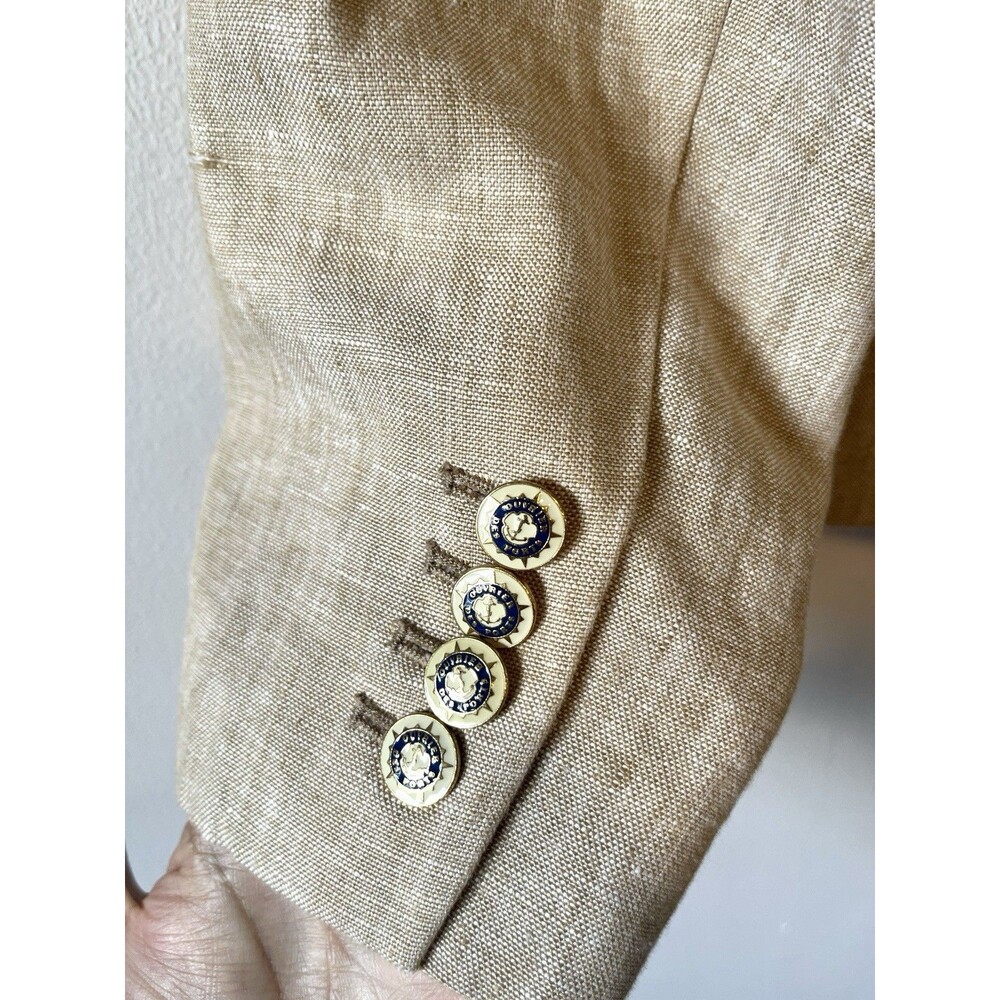 J.Crew Campbell Linen Blazer Jacket Nautical Buttons Tan Beige Women's 12 - Picture 7 of 8